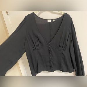 BNWOT Aritzia Wilfred Spellbound Blouse in Black XL